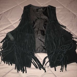 Suede fringe vest